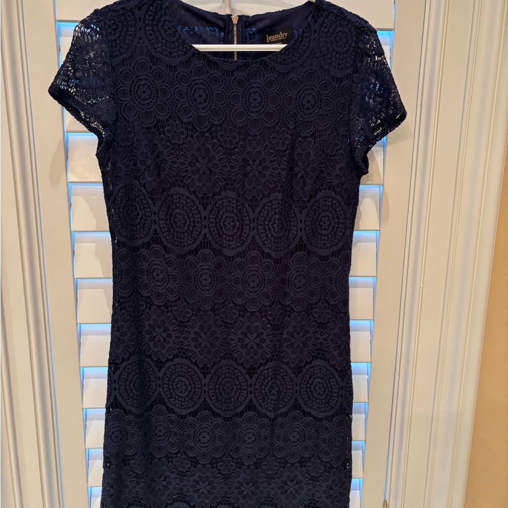 Laundry By Shelli Segal Navy Floral Lace Mini Dress